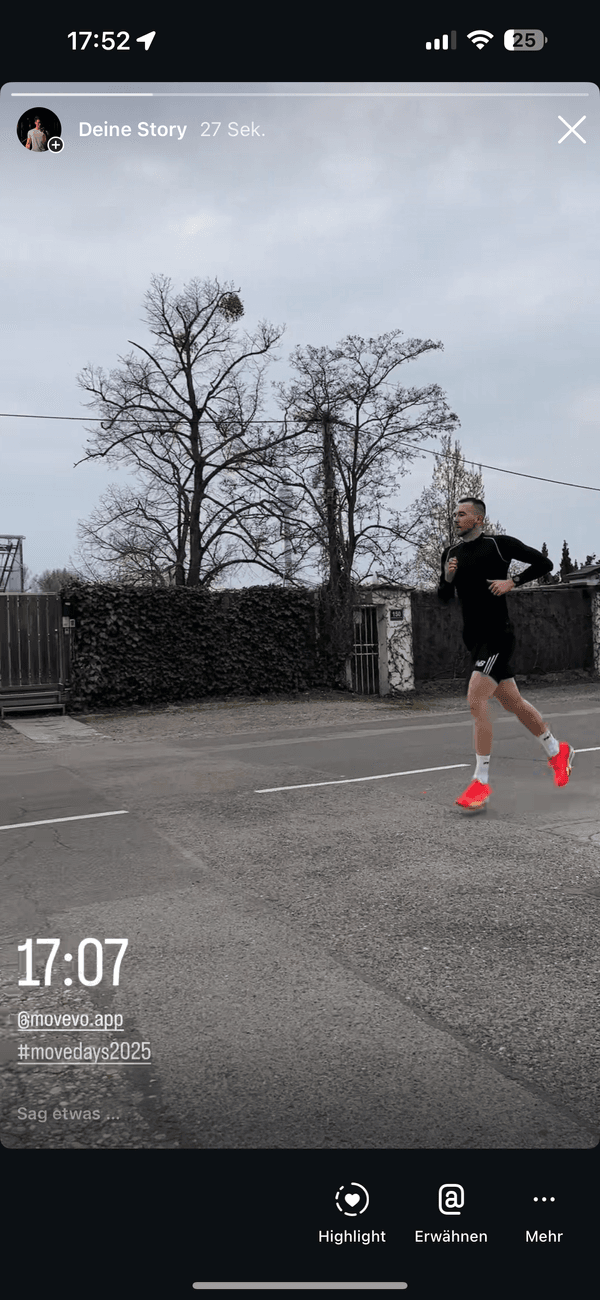 Ein Nutzer, der während der MOVEVO MOVE DAYS Punkte sammelt